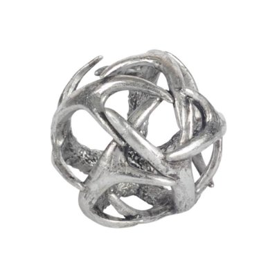 57802 - Ramus III (Small) 5L x 5W Silver Antler Shaped Decorative Orb Ball