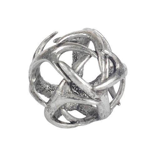 57802 - Ramus III (Small) 5L x 5W Silver Antler Shaped Decorative Orb Ball