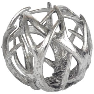 Ramus IV (Large) 7L x 7W Silver Antler Shaped Decorative Orb Ball