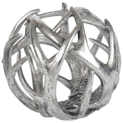 57803 - Ramus IV (Large) 7L x 7W Silver Antler Shaped Decorative Orb Ball