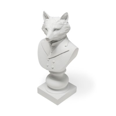57900 - Murray 13H White Painted Resin Fox in a Suit Bust