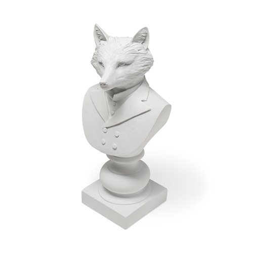 57900 - Murray 13H White Painted Resin Fox in a Suit Bust