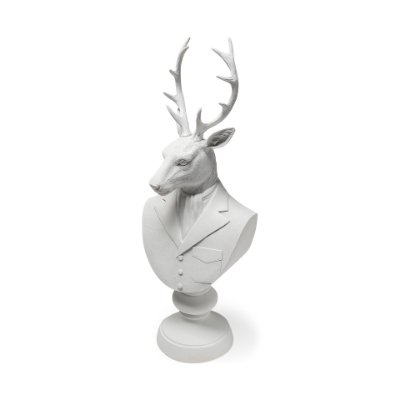 57901 - Mozart 22.5H White Painted Resin Deer In A Suit Bust