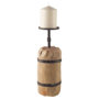 57940 - Edgeland I Short Brown Wood Metal Strap Candle Holder 