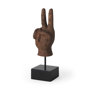 57949 - Pacem 4L x 4W Natural Wooden Carved Peace Sign Hand