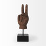 57949 - Pacem 4L x 4W Natural Wooden Carved Peace Sign Hand