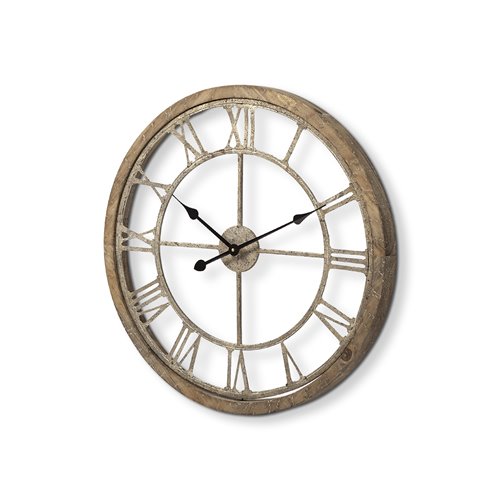 63080 - Mething Light Brown  25" Medium Farmhouse Wall Clock