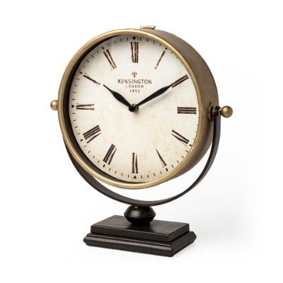 63102 - Houston Gold Metal Half Moon Base Table Clock
