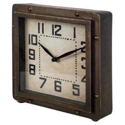 63181 - Redding Bronze Toned Metal Square Table Clock