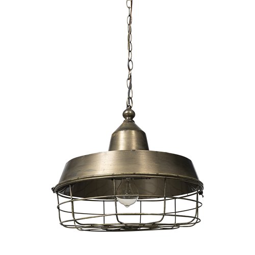 65131 - Tahla 14x 14.5 Gold Toned Metal Cage Pendant Light 
