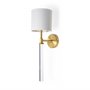 65245 - Santander II 6.5x22 Gold Metal and White Linen Shade Wall Sconce 