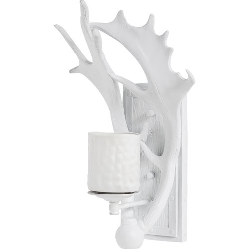 65252 - Rockland 8x19.5 White Resin Antlers Wall Sconce 