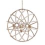 65273 - Ava White (34"D) Gold Metal and White Wood Beaded Six Bulb Chandelier 