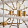 65273 - Ava White (34"D) Gold Metal and White Wood Beaded Six Bulb Chandelier 