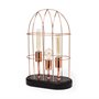65289 - Sutton (19.3"H) Rose-Gold Metal Cylindrical Cage Three Bulb Table Lamp 