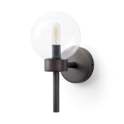 65360 - Boltern II 6x12 Black Toned Glass Globe Wall Sconce 