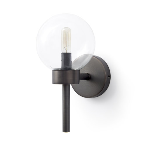 65360 - Boltern II 6x12 Black Toned Glass Globe Wall Sconce 