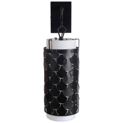 65388 - Brasseur III 10.5x22 Black Toned Metal Fish Scale Wall Sconce 