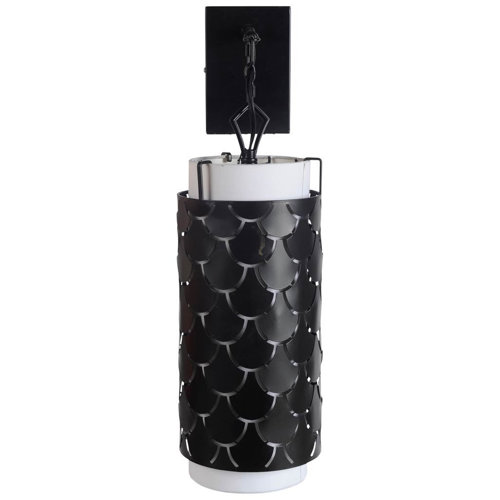 65388 - Brasseur III 10.5x22 Black Toned Metal Fish Scale Wall Sconce 