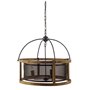 65456 - Penhill (25"x24") Black and Wooden Three Bulb Chandelier 