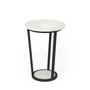 67038 - Bombola I (Small) 15L x 15W White Round Marble Top W/Black Metal Frame Accent Table 