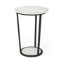 67039 - Bombola II (Large) 18L x 18W White Round Marble Top W/Black Metal Frame Accent Table 