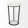 67039 - Bombola II (Large) 18L x 18W White Round Marble Top W/Black Metal Frame Accent Table 