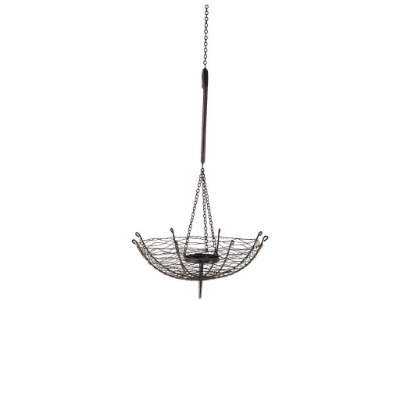 67040 - Rihanna I Small Black Metal Umbrella Candle Holder Lantern 