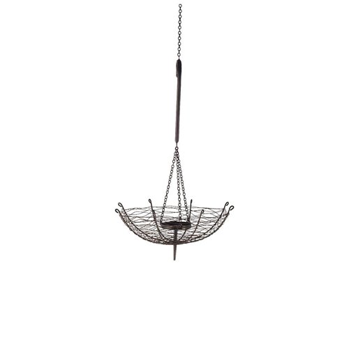 67040 - Rihanna I Small Black Metal Umbrella Candle Holder Lantern 