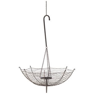 Rihanna III Large Black Metal Umbrella Candle Holder Lantern