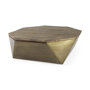 67092 - Esagono Octagonal Gold Metal-Clad Reclaimed Wood Coffee Table w/ Storage