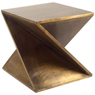Zelda 20L x 20W Gold Metal-Cladded Z-Shaped Wooden Accent Table 