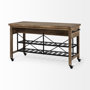 67103 - Stuart I Brown Solid Wood Top Two-Tier Black Metal Rolling Kitchen Island 