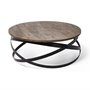 67108 - Triumph 40" Round Brown Solid Wood Top Black Metal Base Coffee Table