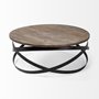 67108 - Triumph 40" Round Brown Solid Wood Top Black Metal Base Coffee Table