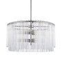 67140 - Anna (26"x14") Hanging Gun-Metal w/ Clear Glass Rods Six Bulb Chandelier 