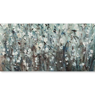 White Blooms with Navy II (MC) by Mercana Studio a Hand Embellished Textured Canvas