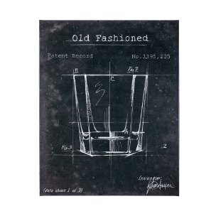 Barware Blueprint I by Mercana Studio a Hand Embellished Textured Canvas