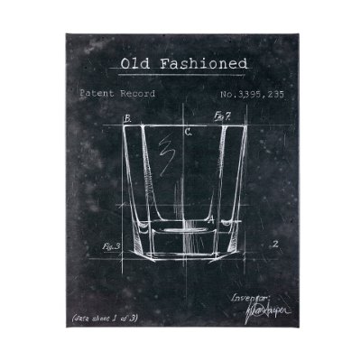 100533-S - Barware Blueprint I by Mercana Studio a Hand Embellished Textured Canvas