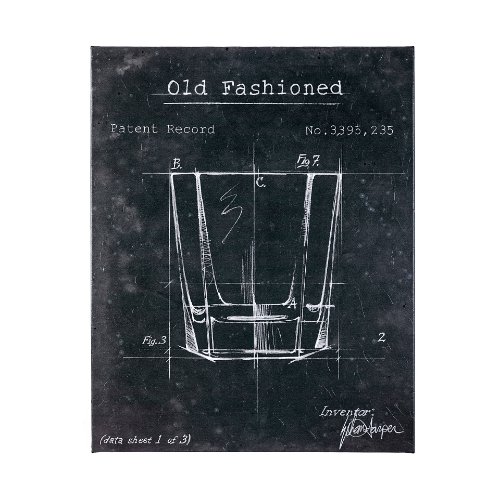 100533-S - Barware Blueprint I by Mercana Studio a Hand Embellished Textured Canvas