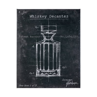 100534-S - Barware Blueprint VII by Mercana Studio a Hand Embellished Textured Canvas