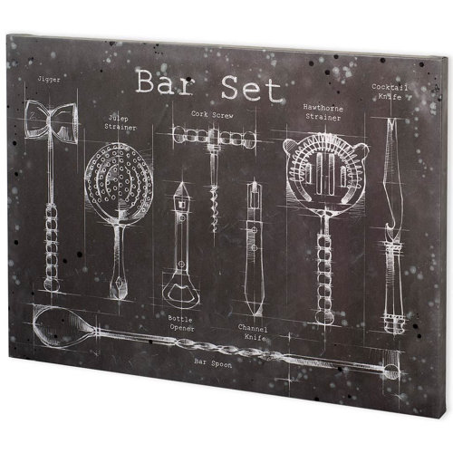 100535-L - Bar Set by Mercana Studio a Hand Embellished Textured Canvas