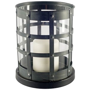 Oliver Black Metal/Glass Caged Table Candle Holder 