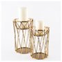 67187 - Othello II Short Antiqued Brass Metal Table Candle Holder 