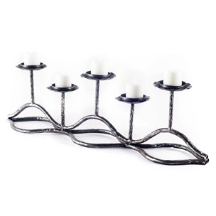 Orville Black Metal Pipe Five Tealight Table Candle Holder 