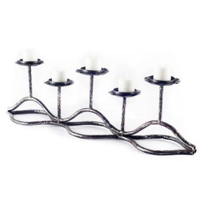 67188 - Orville Black Metal Pipe Five Tealight Table Candle Holder 