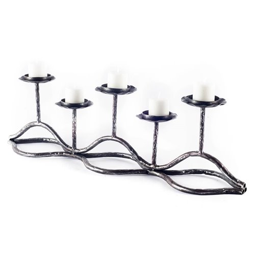 67188 - Orville Black Metal Pipe Five Tealight Table Candle Holder 