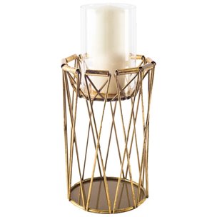 Othello I Tall Antiqued Brass Metal Table Candle Holder 