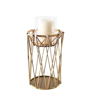 Othello II Short Antiqued Brass Metal Table Candle Holder 