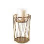 67187 - Othello II Short Antiqued Brass Metal Table Candle Holder 